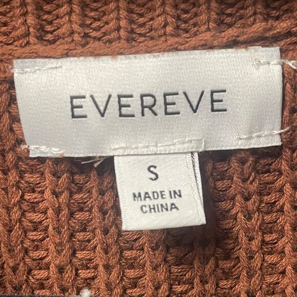 Evereve Brown Black Striped Mock Neck Pure Cotton Knit Sweater Womens Small - Picture 3 of 5